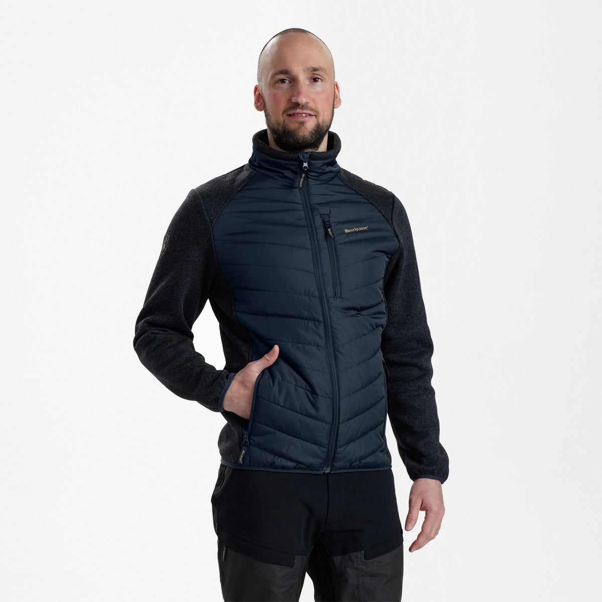 Deerhunter MOOR Padded Jacket with Knit In Dark Blue