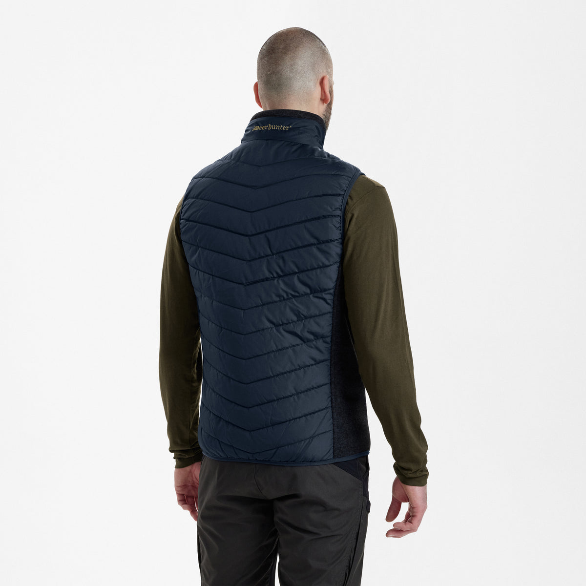 Deerhunter Padded Waistcoat with knit In Dark Blue