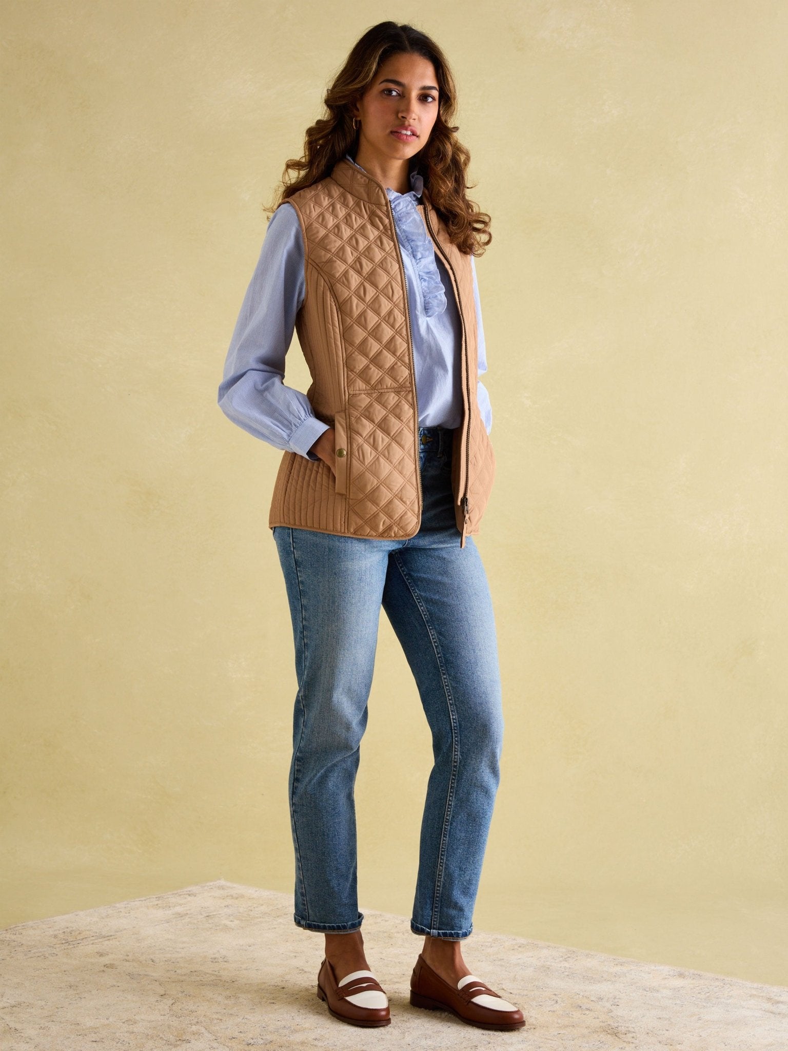 Joules - Joules Minx Navy Showerproof Diamond Quilted Gilet ladies waistcoat / bodywarmer