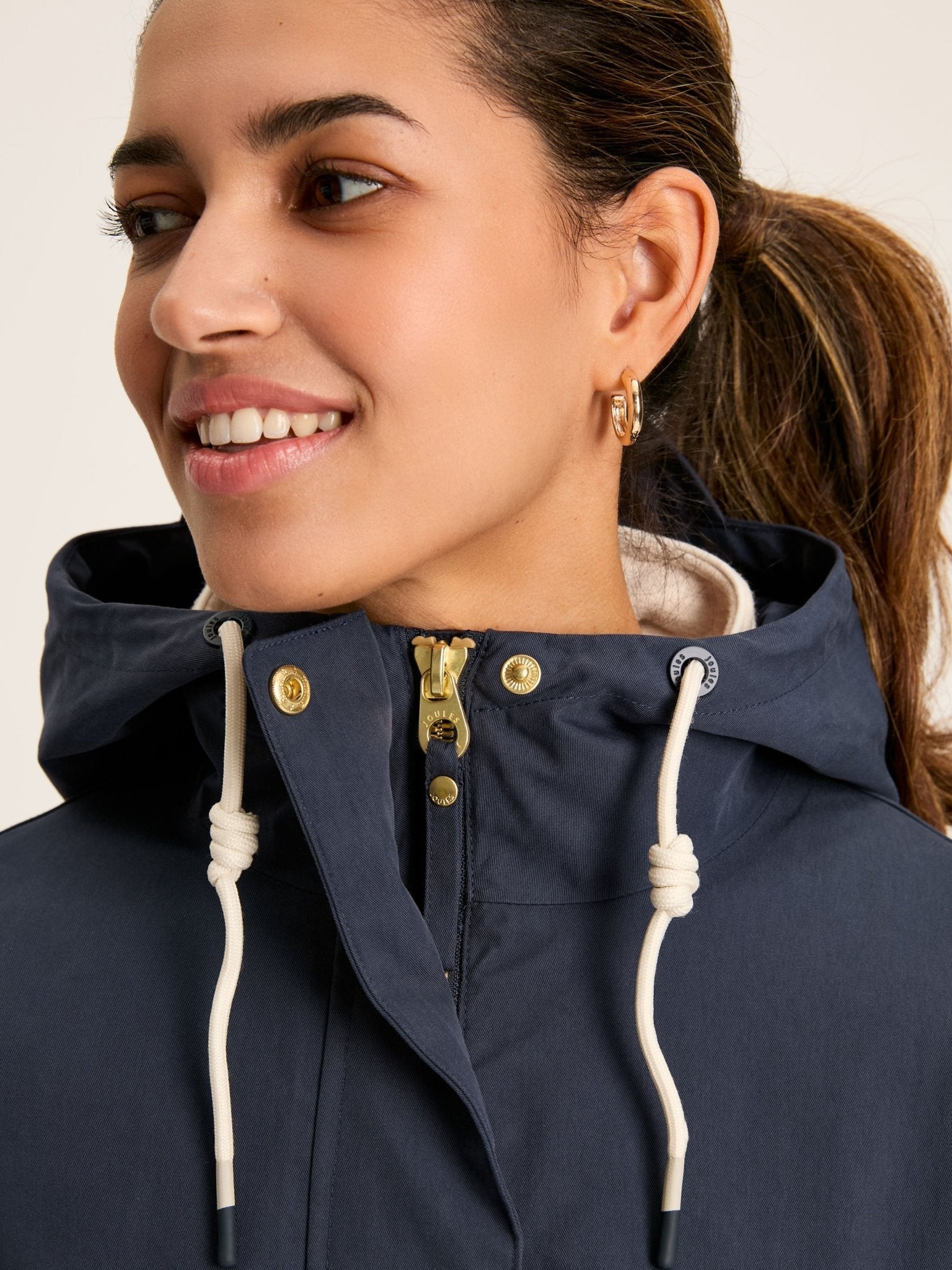 Joules - Joules Womens Portwell Waterproof Raincoat With Hood - Ladies