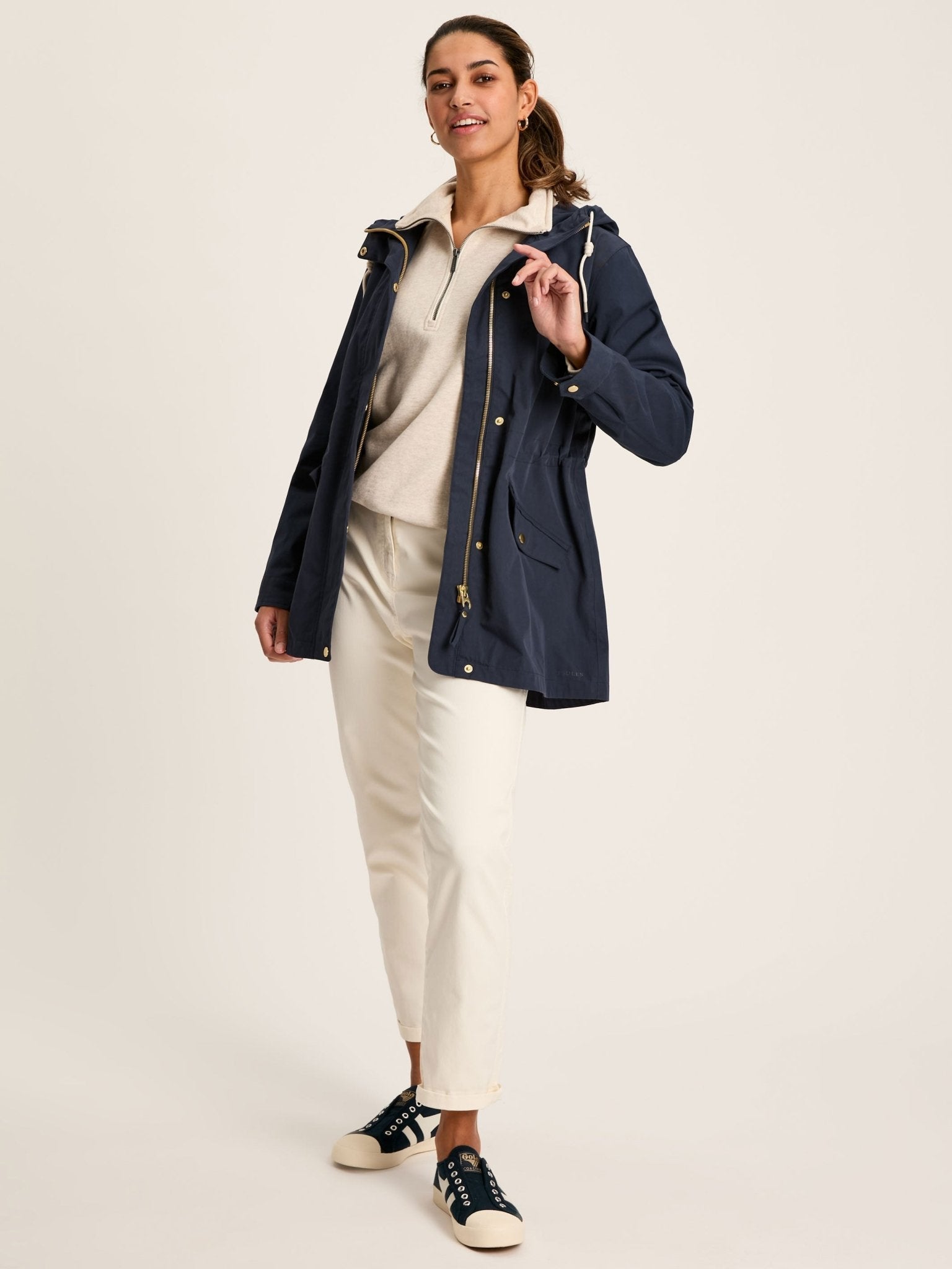 Joules - Joules Womens Portwell Waterproof Raincoat With Hood - Ladies