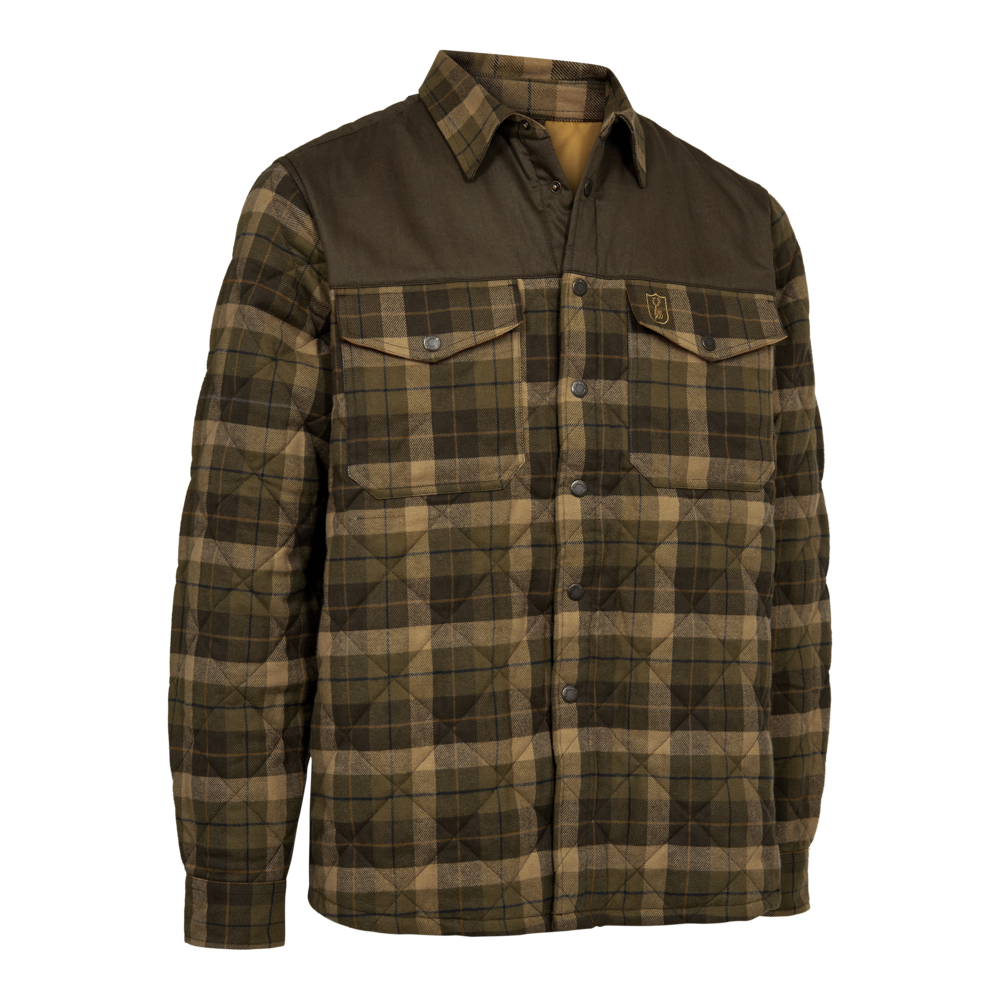Deerhunter ELBERT Padded Shirt Jacket In Brown Check