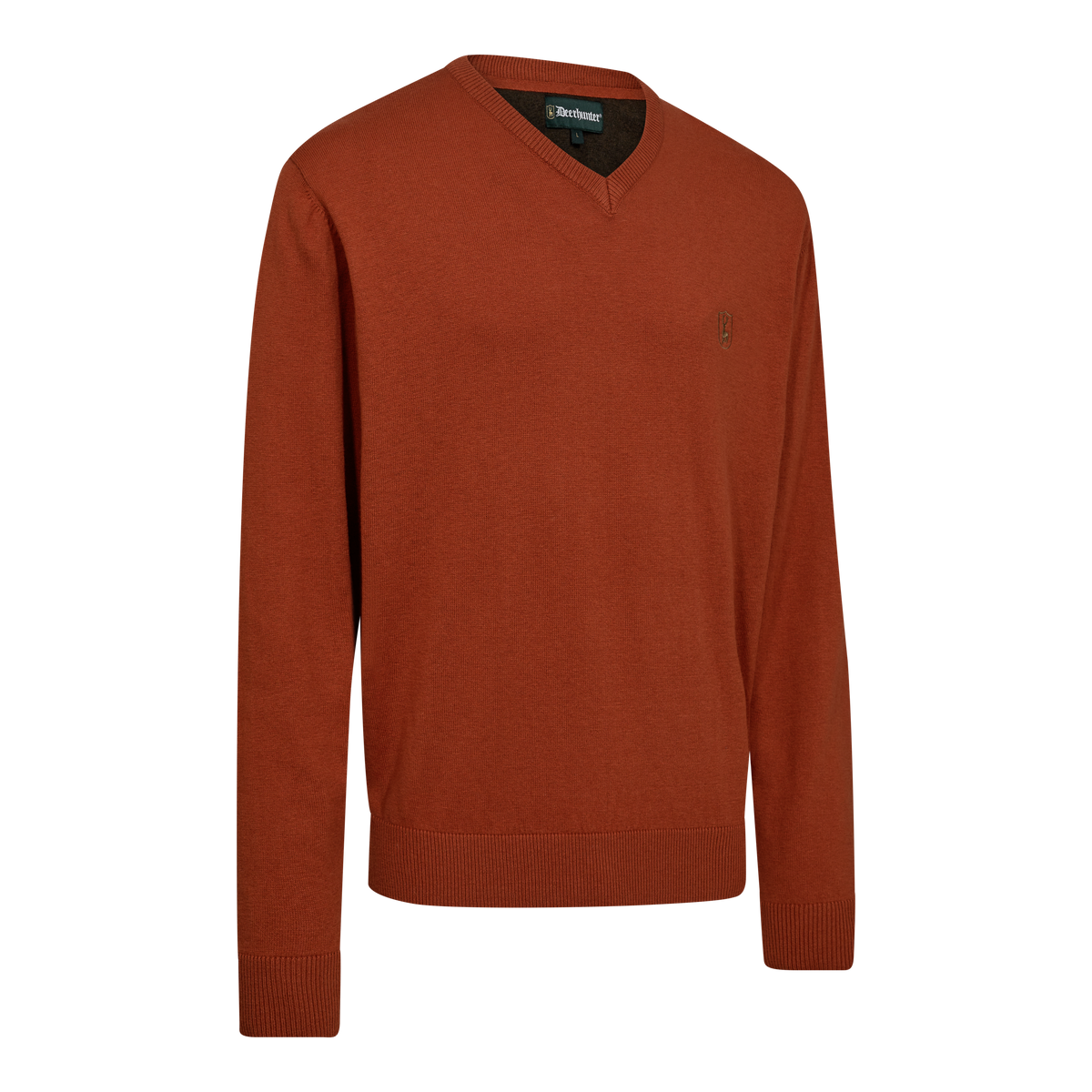 Deerhunter HARRINGTON V-neck Knit In Oak Rust Melange