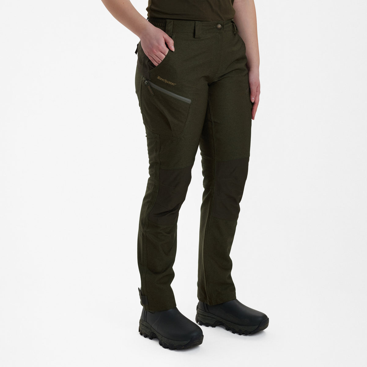Deerhunter Lady Chasse Trousers In Olive Night melange