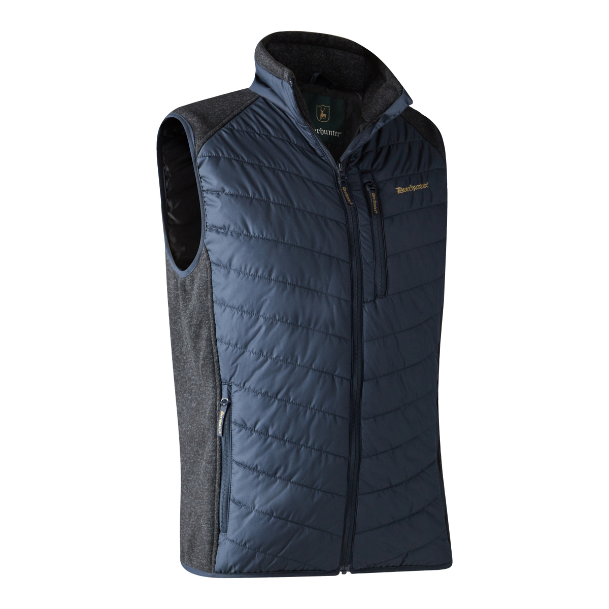 Deerhunter Padded Waistcoat with knit In Dark Blue 