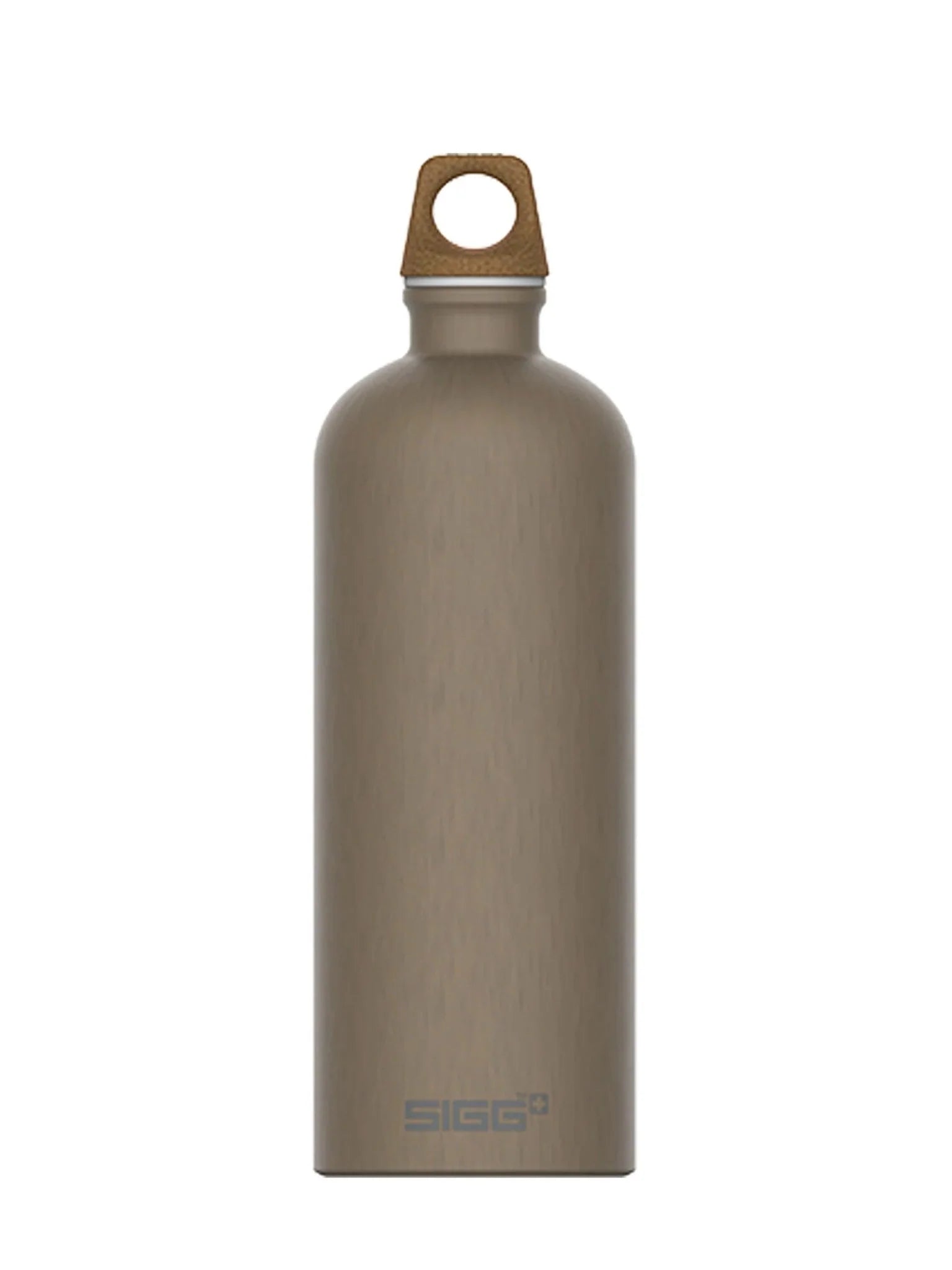 Brown metal water bottle with a cap on a white background