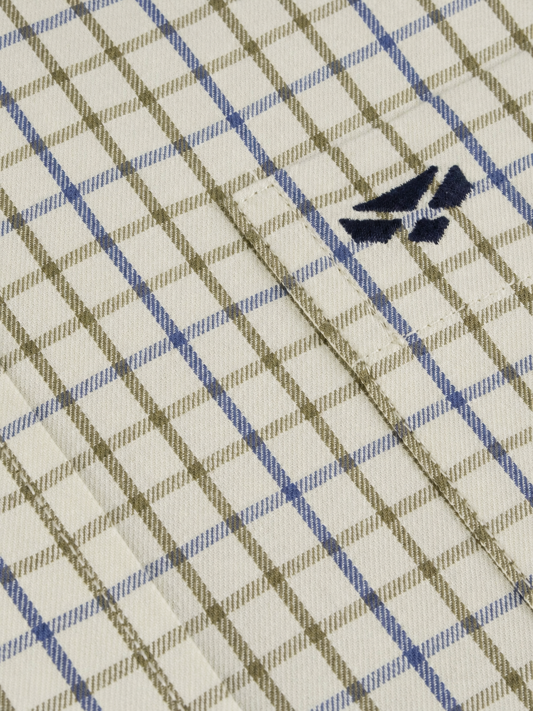 Plaid shirt with a small logo in the corner