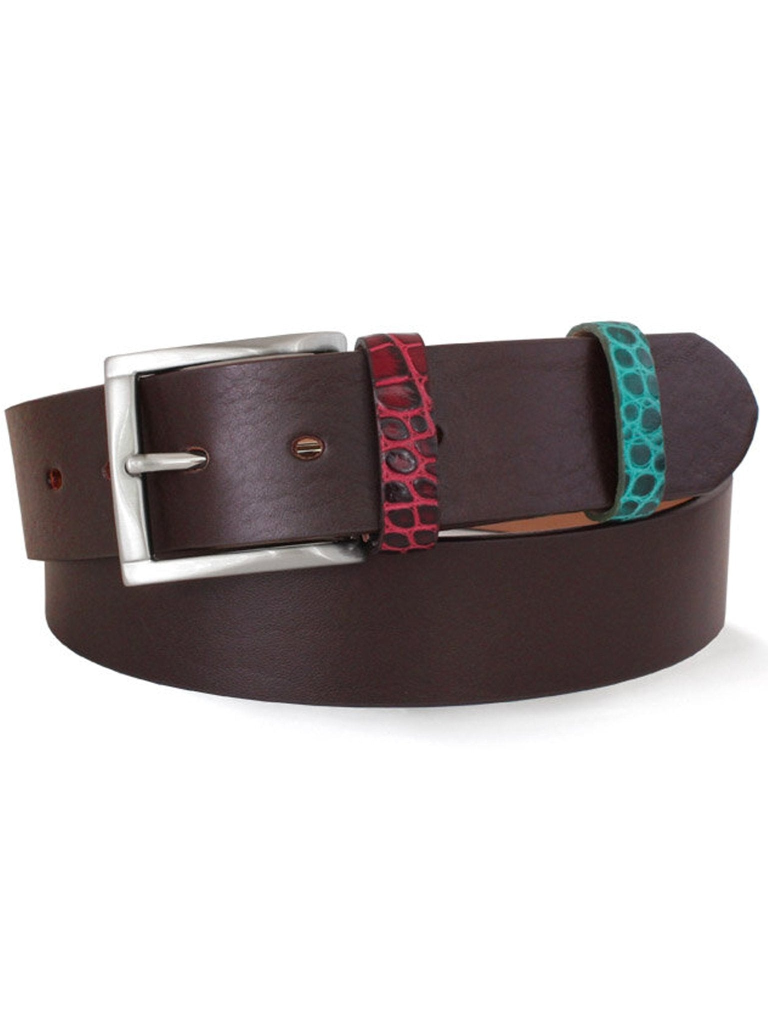 Robert Charles Belts - 1650 Mens Leather Brown Belt - 40mm Made in Italy - 100% Leather