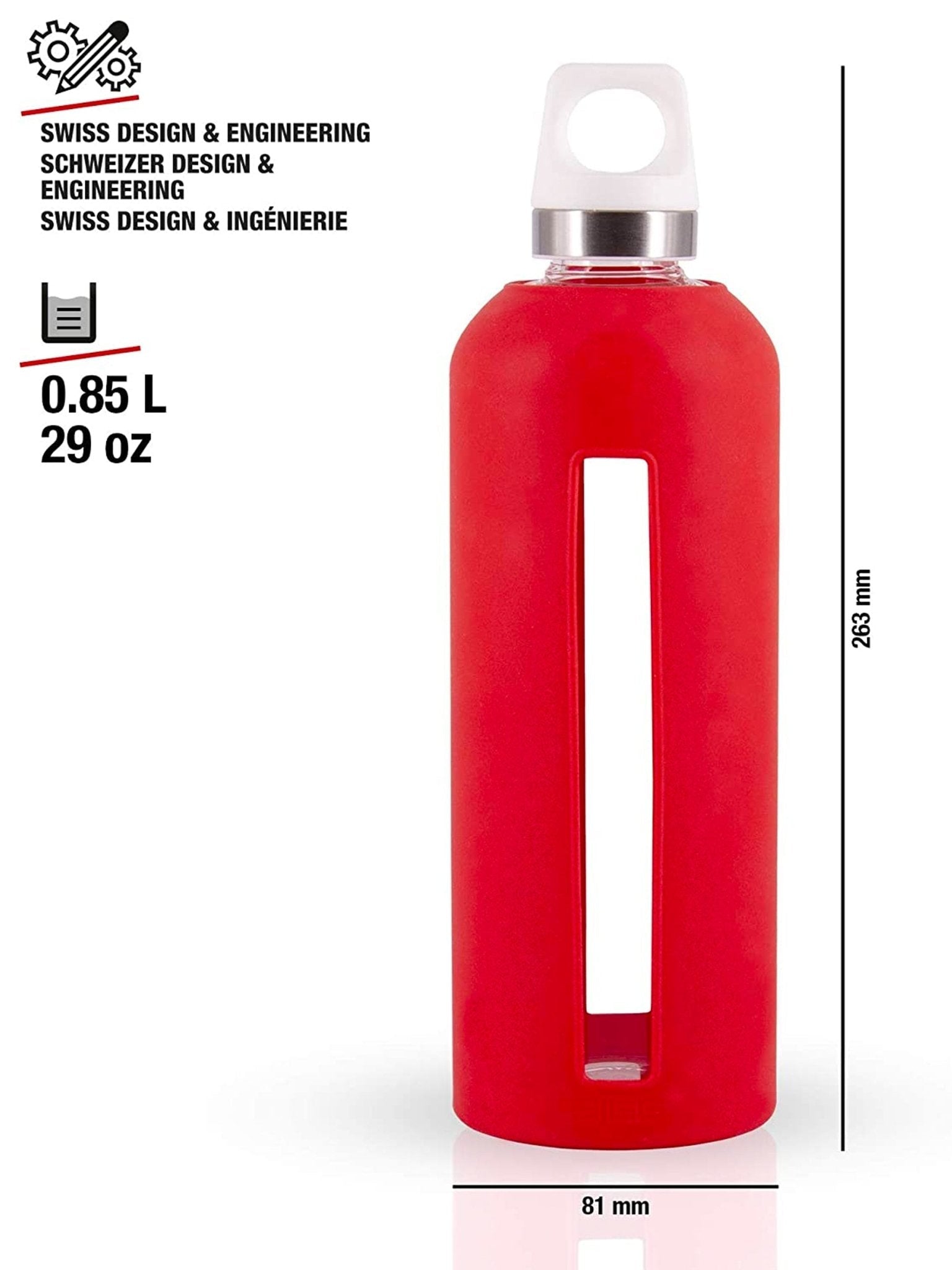 SIGG - Star Water Bottle, Leak - Proof Glass Bottle, Heat - Resistant with Silicone Case
